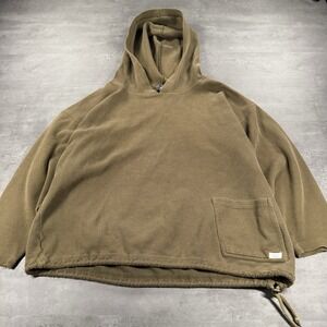 Brown Baggy Hoodie‎ Womens M Corduroy Knit Asymmetric Grunge Punk Skate 90s Y2K